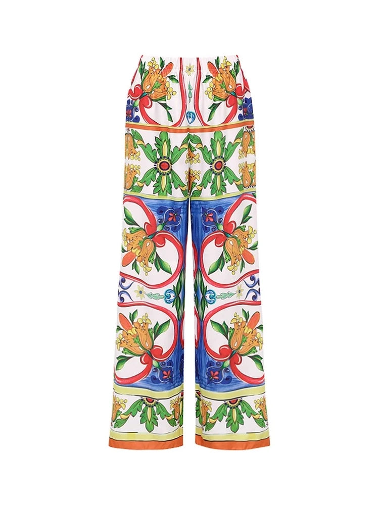 One Shoulder Enamel Print Swimsuit Set