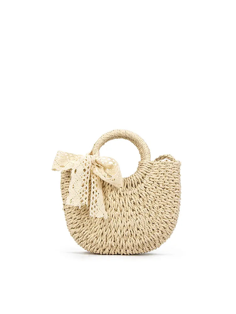 Woven Beach-Style Mini Basket Shoulder Bag