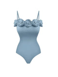French Style Swimsuit with Handcrafted Floral Appliqué