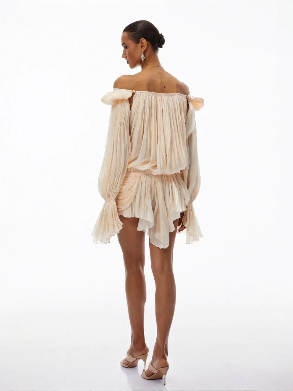 Draped Off-Shoulder Mini Goddess Dress