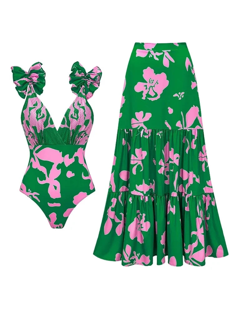 Floral Print Resort Swimsuit Set