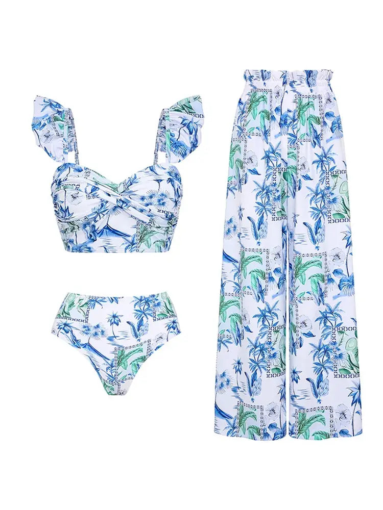 Tropical Print Two-Piece Bikini Set