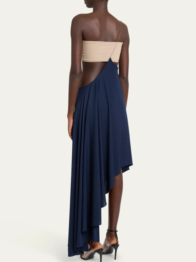Asymmetric Chain Strap Full Length Skirt