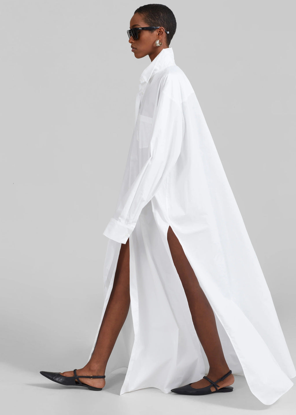 Oversized Slit Shirt Dress
